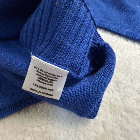Eileen Fisher Womens Oversized Blue Merino Wool Crew Neck Sweater Large Pullover - Picture 4 of 8